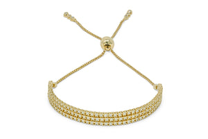 14kt Yellow Gold, Diamond 3 Row Adjustable Tennis Bolo Bracelet (1.29ct)