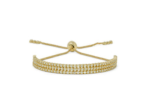 14kt Yellow Gold, Diamond 3 Row Adjustable Tennis Bolo Bracelet (1.29ct)