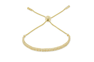 14kt Yellow Gold, Diamond 2 Row Adjustable Tennis Bolo Bracelet (2.11ct)